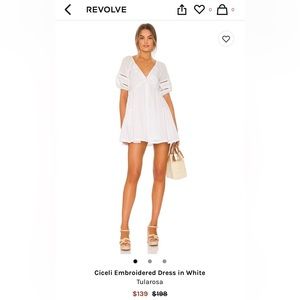 Revolve - TULAROSA Ciceli Embroidered Dress in White Size Small